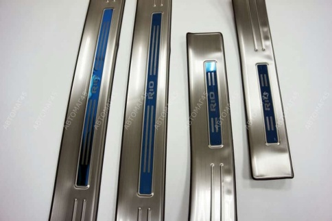 Накладки на внутр пороги Kia Rio 4 Киа Рио 4 2017-2022г широкие алюминий 4шт фото 6