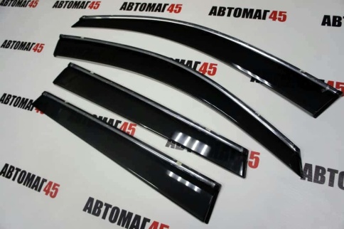 Дефлекторы окон Volkswagen Touareg Фольцваген Туарег 2010-2018г 2 пок хром молдинг комплект 4шт    фото 6