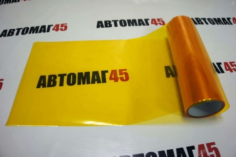 Пленка  для фар глянцевая желтая 1м х 0,3м    фото 4