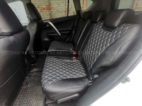 Авточехлы  Toyota RAV4 Тойота Рав4 2012-2019г XA40 экокожа черный модель Байрон    фото 4