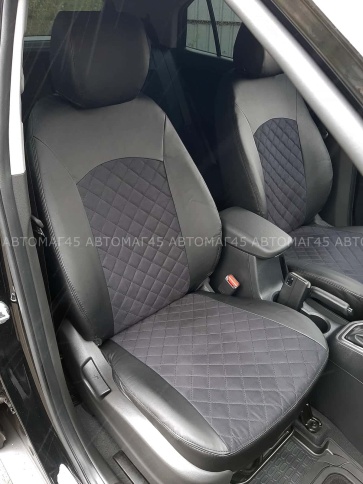 Авточехлы  Hyundai Creta 1 Хендай Крета 1 2015-2021г экокожа алькант черная серая нить ромб г.Ростов фото 1