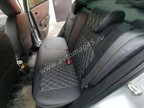 Авточехлы  Chevrolet Cobalt Кобальт 13-22г / Ravon Равон R4 16-20г экокожа черная ромб    фото 4