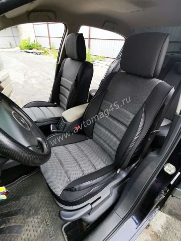 Авточехлы  Renault Megane 2 Рено Меган 2 2002-2009г 2/3 жаккард черно-серый Ижевск   фото 1