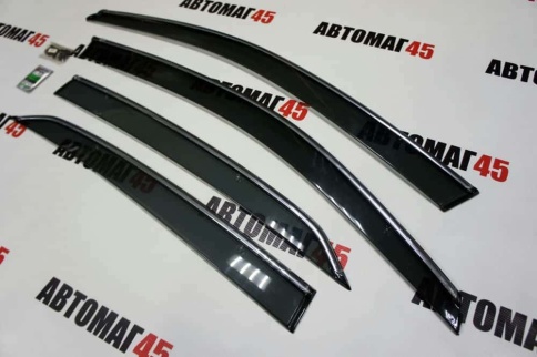 Дефлекторы окон Volkswagen Jetta A5 Фольцваген Джетта А5 2005-2010г хром молдинг комплект 4шт    фото 3