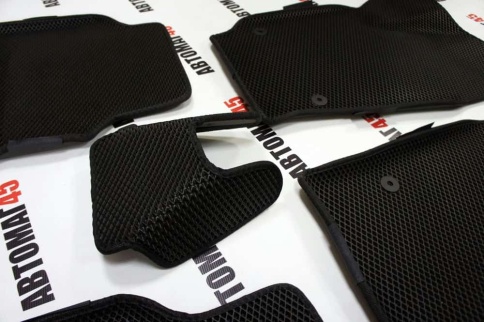 EVA ЭВА 3D коврики в салон Volkswagen Polo 2010-2020г седан черные рисунок ромб комплект 5шт  фото 3