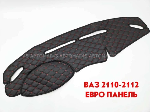 Накидка на панель ВАЗ 2110 только европанель с красной ниткой экокожа  фото 1