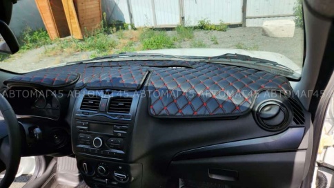 Накидка на панель Lada Granta Гранта FL с 2018г Lada Kalina Калина 2 с 2013г с красной ниткой экокож фото 9