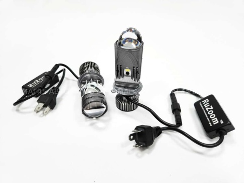 Ruzoom светодиодные лампы LED линза модуль 2шт H4 12В 55W 5500K 11000Lm гарантия 6 мес фото 3