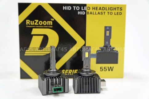 Ruzoom светодиодные лампы LED 2шт D3S 12В 55W 5500K 6000Lm гарантия 6мес    фото 1