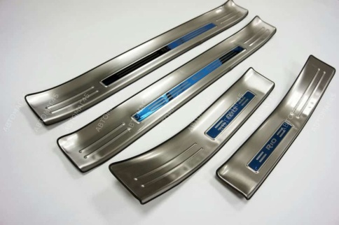 Накладки на внутр пороги Kia Rio 4 Киа Рио 4 2017-2022г широкие алюминий 4шт фото 3