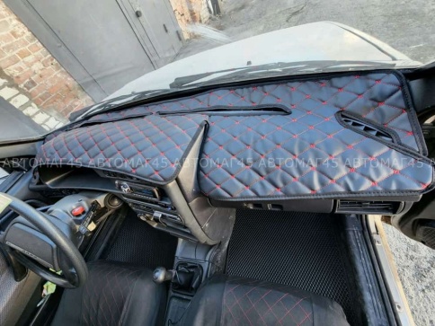 Накидка на панель ВАЗ 2114 2115 только европанель с красной ниткой экокожа фото 8