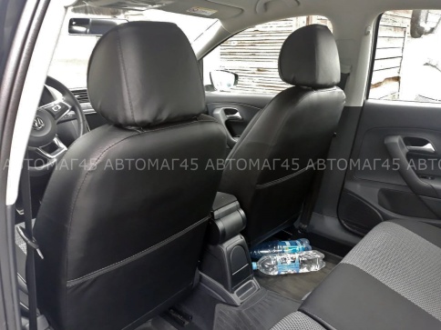 Авточехлы  Skoda Rapid с 2012г 2/3 Volkswagen Polo лифтбэк с 2020г жаккард черно-серый Ижевск    фото 4