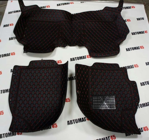 Ковры  5D экокожа Toyota Camry V40/V50/V55 06-18г черный с черной нитка + ворс комплект LIKE АКЦИЯ! фото 1