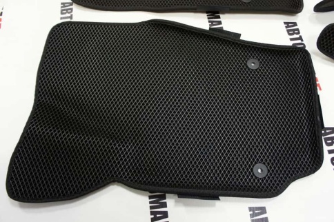 EVA ЭВА 3D коврики в салон Volkswagen Polo 2010-2020г седан черные рисунок ромб комплект 5шт  фото 2