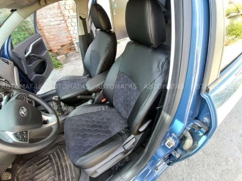 Авточехлы  Lada Vesta Лада Веста седан SW SW Cross экокожа алькантара черная соты г.Ростов   фото 1