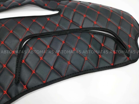 Накидка на панель Lada Kalina Калина 1 04-13г без подушки безопасности с красной ниткой экокожа  фото 5