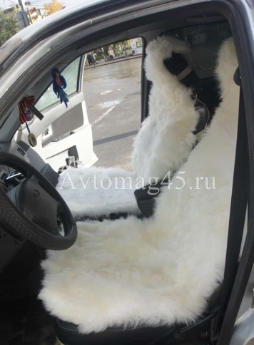 Накидка  на сиденье длинный ворс белый 140х55см 1шт    фото 2