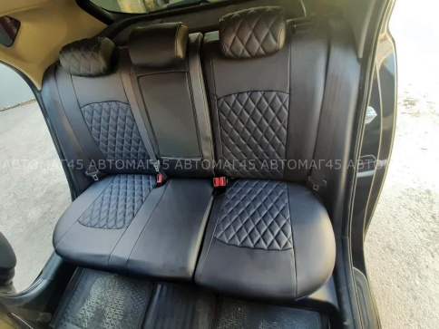 Авточехлы  Kia Ceed Киа Сид 2012-2018г экокожа черная серая нить ромб г.Ростов  фото 3