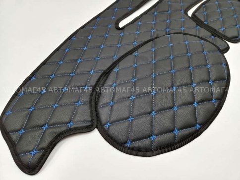 Накидка на панель Lada Granta Гранта FL с 2018г Lada Kalina Калина 2 с 2013г с синей ниткой экокожа  фото 3