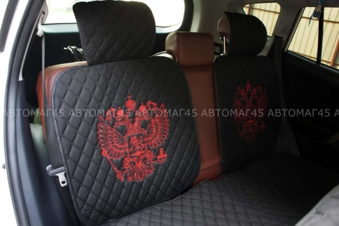 Чехлы  накидки на сиденье серия G лен черный красная нитка комплект 5 шт    фото 4