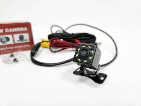 Автомикс Универсальная камера заднего вида 648*488 кубик парковочные линии угол 110 8 диодов LED  фото 2