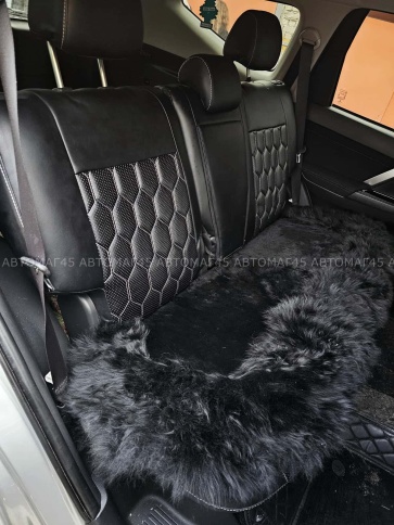 Накидка  комбинированная на заднее сидение черный овчина 135x45см 1шт    фото 3
