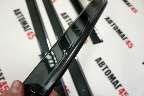 Дефлекторы окон Skoda Fabia Шкода Фабиа 2007-2015г 2 поколение хром молдинг комплект 4шт    фото 3