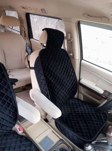 Гелакси  Накидки на сиденье универсальные велюр передние черные с боками с синей ниткой 1шт   фото 6