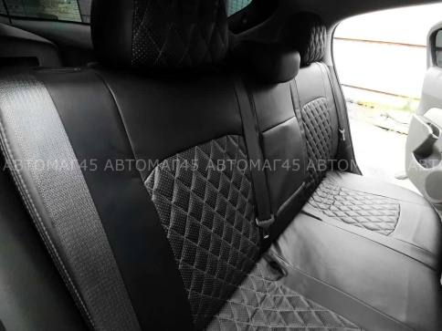 Авточехлы  Chevrolet Cruze Шевроле Круз экокожа черная серая нить ромб   фото 6