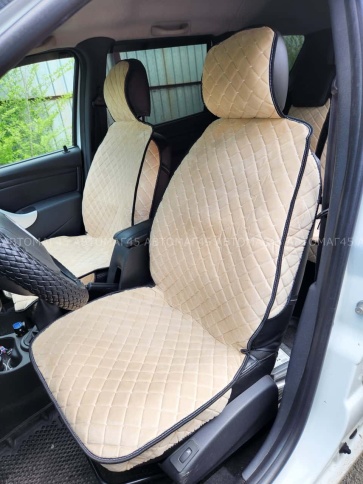 Гелакси  Накидки на сиденье на силиконе велюр бежевый 2шт    фото 2
