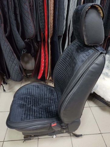 Страйпс  Накидки на сиденье без спинки велюр полоска черный комплект 5шт   фото 5