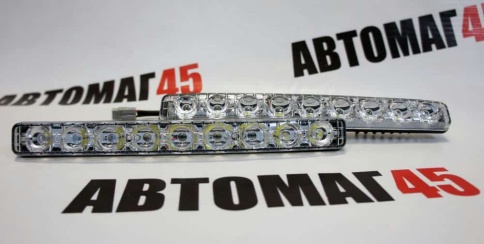LED  дневные ходовые прозрачный корпус 9 диодов 16Вт 25,5*2,5см  2шт гарантия 3 месяца    фото 4