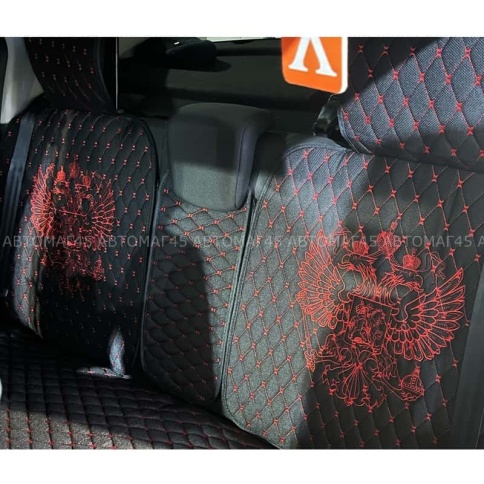 Чехлы  накидки на сиденье серия G лен черный красная нитка комплект 5 шт    фото 9