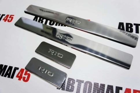 LIDER  Накладки на пороги  Kia Rio Киа Рио 2017-2022г Rio X-Line Х-Лайн 2017-2022г 4 шт нержавейка фото 3