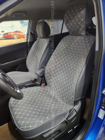 Чехлы  накидки на сиденье лен 2Д серый комплект 5шт фото 1