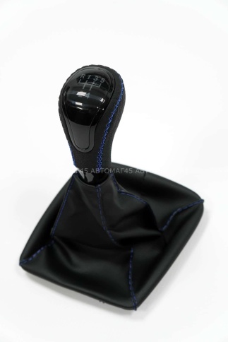 SALMAN Ручка КПП Lada Лада Приора 1 под КПП 2110 черный лак с синей ниткой в сборе   фото 1