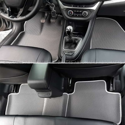 EVA ЭВА 3D коврики в салон LADA Vesta Веста серые серый кант рисунок ромб комплект 5шт    фото 1