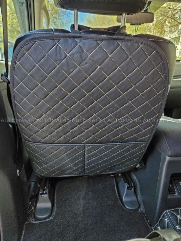 Maximal Защита  заднего сиденья с карманом экокожа черная c бежевой ниткой ромб 62х49см JJ-39-BLBG   фото 1
