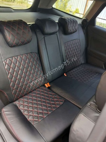 Авточехлы  Ford Mondeo IV Форд Мондео 4 2007-2014г экокожа черная ромб    фото 4