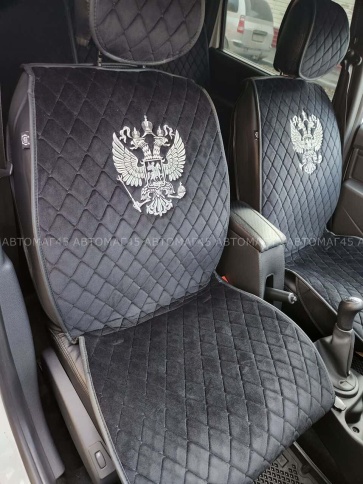 Чехлы  накидки на сиденье серия G велюр черный черная нитка передние 2 шт Maximal фото 3