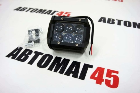 Фара светодиодная 6000К 1600Lm 10-30V  6 диодов 18Вт дальний свет 1шт с браком стекло фото 2