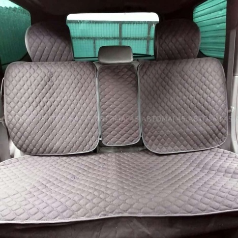 Чехлы  накидки на сиденье лен 2Д/велюр черный черная нитка комплект 5шт    фото 3