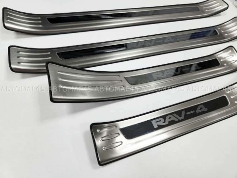 Накладки на внутр пороги Toyota RAV4 XA50 Тойота Рав4 ХА50 2018-2025г широкие алюминий 4шт фото 5