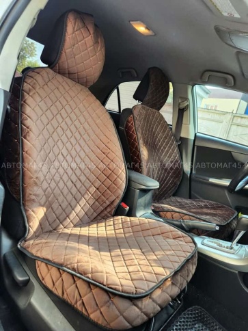 Гелакси  Накидки на сиденье на силиконе велюр коричневый 2шт    фото 2