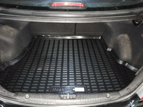 Rezkon  коврик в багажник пластик Hyundai Solaris Хендай Солярис седан 2011-2017г    фото 4