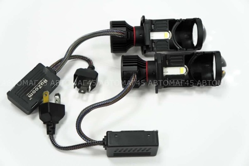 Ruzoom светодиодные лампы LED линза модуль 2шт H4 12В 60W 6500K 5000Lm с обманкой гар 6мес фото 5