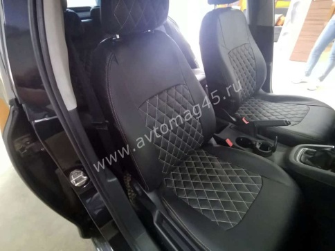 Авточехлы  Volkswagen Jetta Джетта 2005-2011г Volkswagen Golf 5 Golf 6 экокожа черная крас.нить ромб фото 3