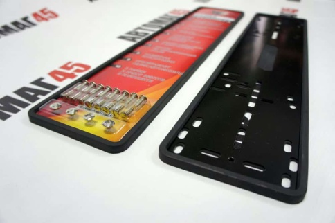 SAK рамка номерного знака силиконовая со стальной основой черный комплект 2шт    фото 6