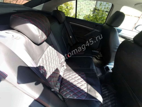 Авточехлы  Skoda Octavia А7 Шкода Октавиа А7 2013-2020г экокожа черная ромб    фото 4