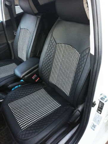 Car Performance накидки универ каркасн на перед-е сиденья экокожа черн центральн вставка с плетением фото 3